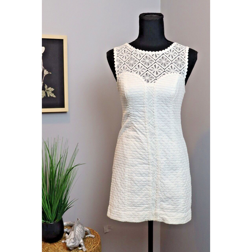 Lilly Pulitzer Sofia Sleeveless Lace Trim Shift Dress White Size 0